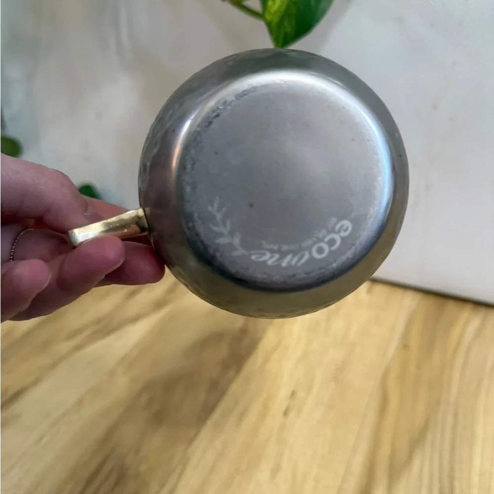 Silver Hammered Mug with Gold Handle